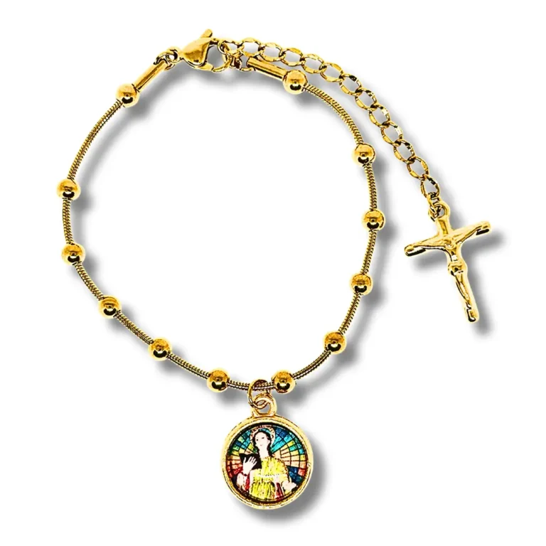 Pulsera Santa Amalia - Cruz Dorada de Fe